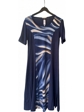 Billy's Fashion Midi Καλοκαιρινό Καθημερινό Φόρεμα Μεταξωτό Navy Μπλε 26020