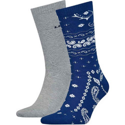 Levi's Bandana Ανδρικές Κάλτσες Ψηλές με Σχέδια Γκρι Navy Μπλε 2Pack 37157-1196