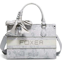 Foxer Γυναικεία Τσάντα Χειρός Υφασμάτινη Ασημί 9165028F