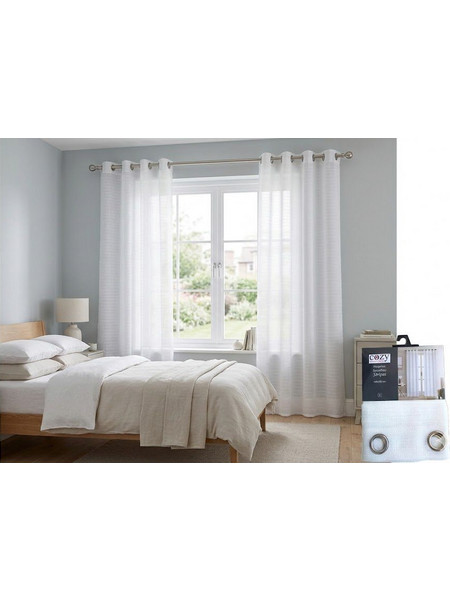 Chios Hellas Κουρτίνα με Τρουκς 140x260 Stripes 20-35260-2 Λευκή