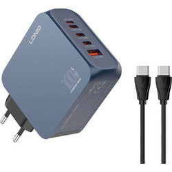 Ldnio Q8 Φορτιστής με Καλώδιο USB-C με Θύρα USB-A & 3 Θύρες USB-C 100W Quick Charge 4.0+ & Power Delivery