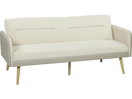 HOMCOM Τριθέσιος Καναπές Βελούδινος Μπεζ 185x84x83cm 8056644386194