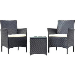 Bakaji Σετ Σαλόνι Κήπου Rattan 3τμχ Ανθρακί 02841050