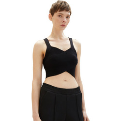 Tom Tailor Γυναικείο Καλοκαιρινό Crop Top Πλεκτό Μαύρο 1036516-14482