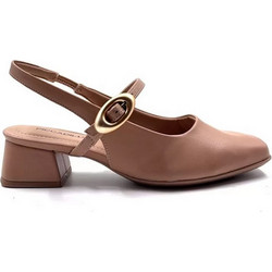 Piccadilly Ανατομικές Γόβες Slingback Λουστρίνι με Χοντρό Χαμηλό Τακούνι Nude 1-779-26034-28
