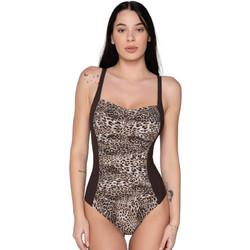 Luna Safari Ολόσωμο Μαγιό με Ενίσχυση Animal Print Μαύρο Καφέ 94809