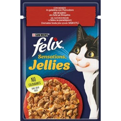 Purina Felix Sensations Jellies with Beef & Tomato in Jelly 3x85gr