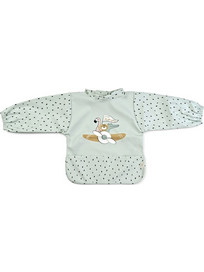 Saro Little Explorers Αδιάβροχη Σαλιάρα Ποδιά Πλαστική με Αυτοκόλλητο Τσέπη & Μανίκια 6m+ Πράσινο Mint