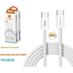 Technovo TN-D039 Braided USB-C to USB-C 66W 2m White