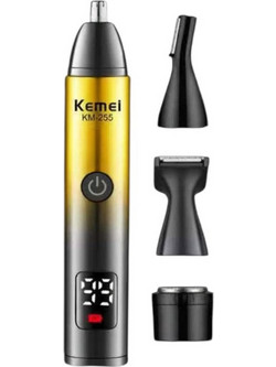 Kemei KM-255 Gold Trimmer Μηχανή Ανδρική Επαναφορτιζόμενη Προσώπου Μύτης Φρυδιών & Αυτιών 302556GO