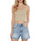 Calvin Klein Γυναικείο Καλοκαιρινό Crop Top Ριπ Μπεζ J20J225312-PF0