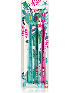 Curaprox CS 5460 Turtle Soft Οδοντόβουρτσες 3τμχ Τιρκουάζ Φούξια Πράσινη