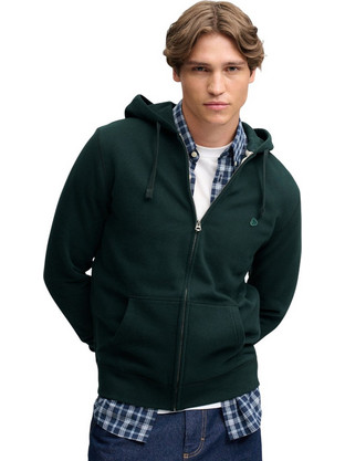 Superdry Ανδρική Ζακέτα Φούτερ με Κουκούλα και Φερμουάρ Κυπαρισσί M2014703A-M8H