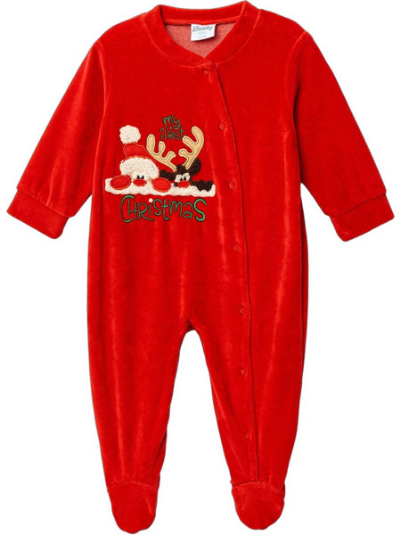 Funky My First Christmas Φορμάκι Μακρυμάνικo για Αγόρι Βελουτέ Κόκκινο 227-050119-1
