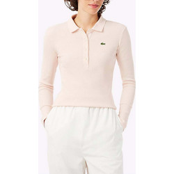 Lacoste Γυναικεία Μπλούζα Polo Μακρυμάνικη Ροζ 3DF5281-N6I