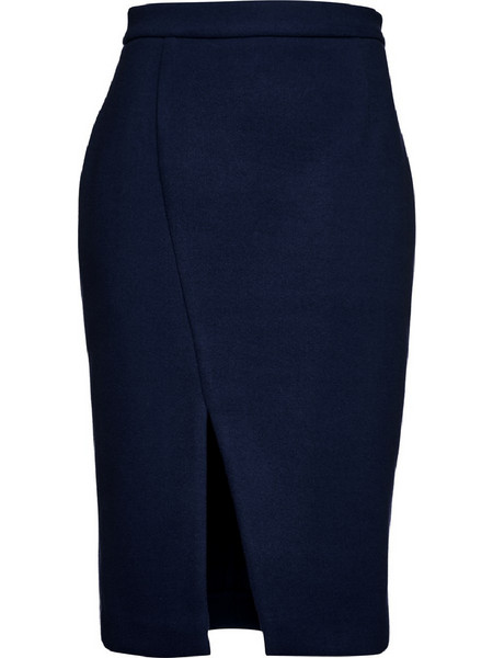Conquista Μίντι Φούστα Υφασμάτινη Ψηλόμεση Pencil Navy Μπλε C210-335-41