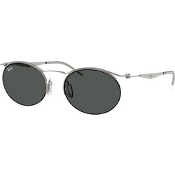 Ray-Ban RB8551 928287 Ανδρικά Γυαλιά Ηλίου Οβάλ Μεταλλικά Ασημί με Μαύρο Φακό
