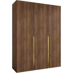 PoliHome Τρίφυλλη Ντουλάπα Ρούχων Mila I Καφέ 150x52x202cm 163196719