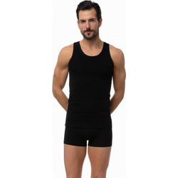 Minerva Sporties Αμάνικα Ανδρικά Φανελάκια Βαμβακερά 2Pack Μαύρα 12014-20