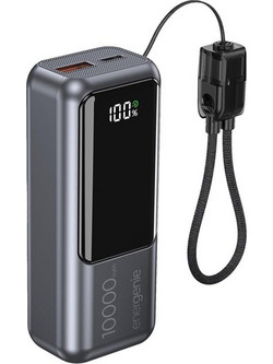Energenie Compact Power Bank 10000mAh 20W με Θύρα USB-A & Θύρα USB-C Quick Charge 3.0 Grey