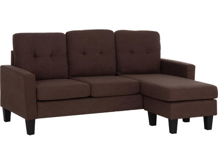 HomeMarkt Meggy Γωνιακός Καναπές Αναστρέψιμη Γωνία Καφέ 184x129x86cm HM3297.12