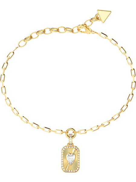 Guess Crystal Love Γυναικείο Βραχιόλι Αλυσίδα με Καρδιά από Ατσάλι Xρυσό UBB06358JWYG