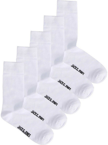 Jack & Jones Ανδρικές Κάλτσες Ψηλές Λευκές 5Pack 12113085