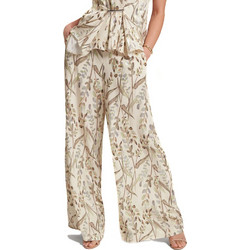 Ted Baker Ψηλόμεση Υφασμάτινη Γυναικεία Παντελόνα Loose Εφαρμογή Μπεζ 284302