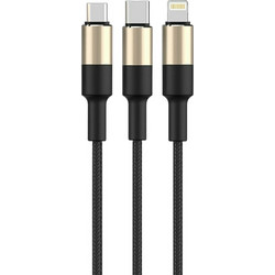 Rockrose Καλώδιο USB to Lightning / USB-C / Micro USB 1m Μαύρο RRCS05