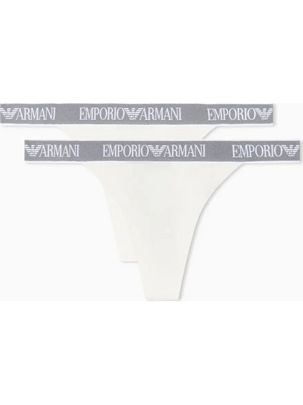 Emporio Armani Βαμβακερά Γυναικεία String Λευκά 2Pack EW000405AF19026-M0082