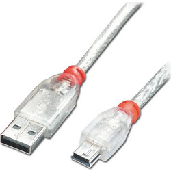 Lindy 41785 Καλώδιο Braided USB-A Male 2.0 to USB-B Mini Male 5m Transparent