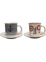 Marva Sailboat Σετ Φλιτζάνια Espresso & Ελληνικού Καφέ Κεραμικά Πολύχρωμα 85ml 2τμχ 789037