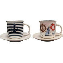 Marva Sailboat Σετ Φλιτζάνια Espresso & Ελληνικού Καφέ Κεραμικά Πολύχρωμα 85ml 2τμχ 789037