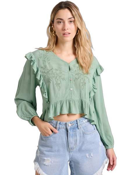 Funky Buddha Γυναικείο Καλοκαιρινό Crop Top Πράσινο Mint FBL009-124-17