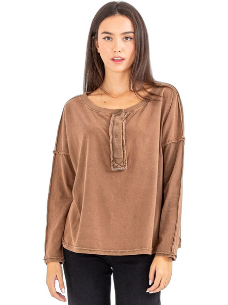Libertee Γυναικείο Χειμερινό Top Βαμβακερό Καφέ 2411386