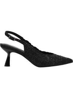 Menbur Γόβες Slingback με Λεπτό Χαμηλό Τακούνι & Στρας Μαύρες BM75701