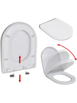 vidaXL Καπάκι Λεκάνης D-Shape Πλαστικό Soft Close Λευκό 46x36cm 141765