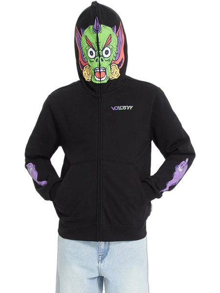 Volcom Παιδική Ζακέτα Φούτερ με Κουκούλα και Φερμουάρ Μαύρη C4812605-BLK