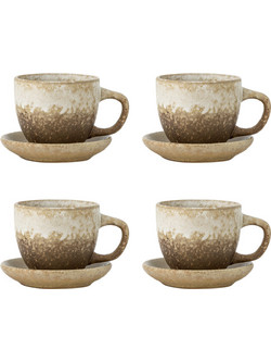 Bloomingville Brenta Σετ Φλιτζάνια Cappuccino Ελληνικού Καφέ & Τσαγιού Κεραμικά Καφέ 180ml 4τμχ 82072416