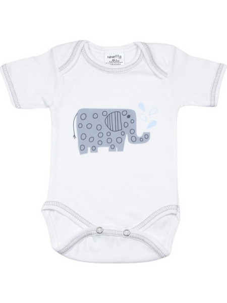 Ninetta Bebe Elephant Φορμάκι Εσώρουχο Κοντομάνικo για Αγόρι Λευκό Γκρι