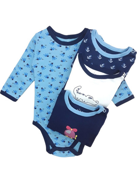 Lullaby Planet Σετ Φορμάκια Εσώρουχα Μακρυμάνικα για Αγόρι Γαλάζιο Navy Μπλε Λευκό 9990772