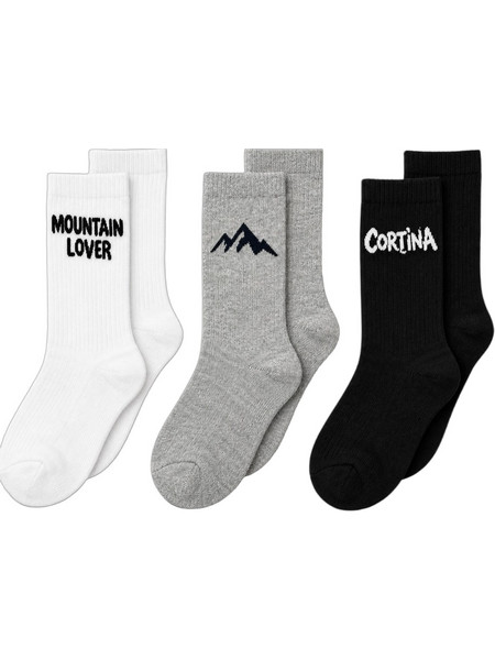 Fila Mountain Lover Ανδρικές Κάλτσες Ψηλές με Σχέδια Λευκές Γκρι Μαύρες 3Pack F5521-453