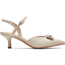 Clarks Violet55 Γόβες Slingback Δερμάτινες με Λεπτό Χαμηλό Τακούνι Εκρού 26171431