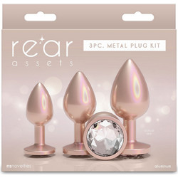 NS Novelties Rear Assets Iridescent Trainer Σετ Πρωκτικές Σφήνες Diamond Plugs Ροζ Χρυσές 3τμχ