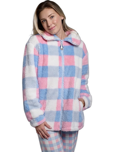 Muydemi Γυναικεία Ρόμπα Χειμωνιάτικη Fleece Λευκή Γαλάζια Ροζ 26252