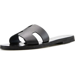 Nines Δερμάτινα Γυναικεία Σανδάλια Μαύρα H44BLACK