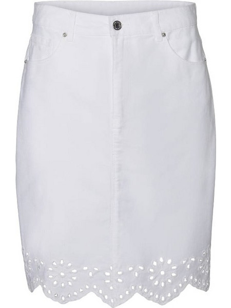 Vero Moda Lisa Μίντι Φούστα Τζιν Ψηλόμεση Pencil Λευκή 10229722