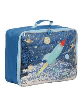 A Little Lovely Company Glitter Space Παιδική Βαλίτσα Καμπίνας 31x42x15cm Μπλε