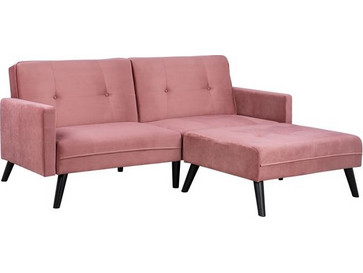 HomeMarkt Livia Γωνιακός Καναπές Κρεβάτι Αναστρέψιμη Γωνία Βελούδινος Ροζ 211x158x83cm HM3151.02