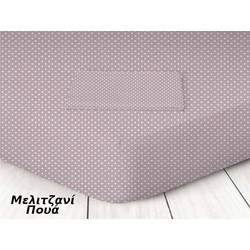 Γαρύφαλλο Σεντόνι Διπλό με Λάστιχο 160x200+25 Μελιτζανί Πουά